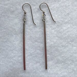 Anthropologie Sterling Silver Linear Bar Minimalist Tassel Drop Earrings